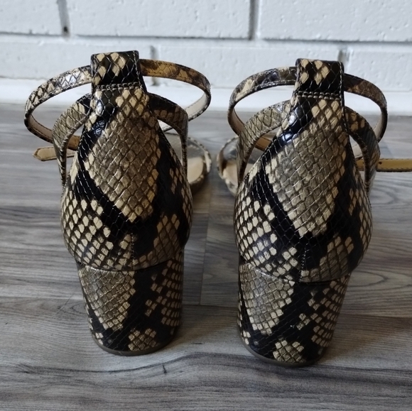 MICHAEL Michael Kors Leather Python Print Ankle Strap Heels Women's Size 10 - Picture 4 of 6